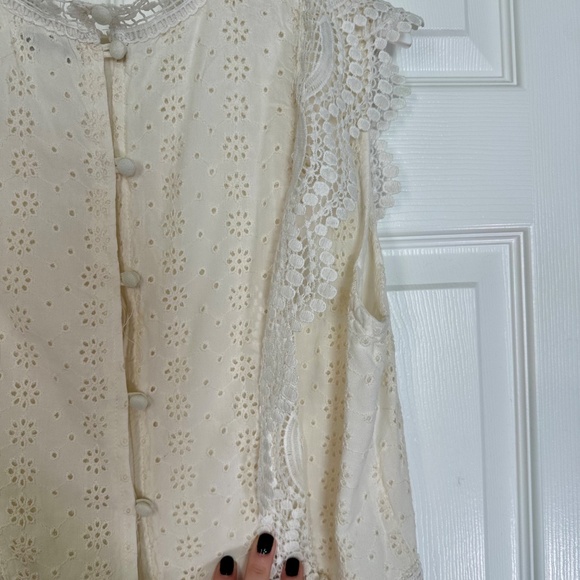 Sim & Sam Women's Cream High Collar Lace Blouse Medium - Picture 6 of 6